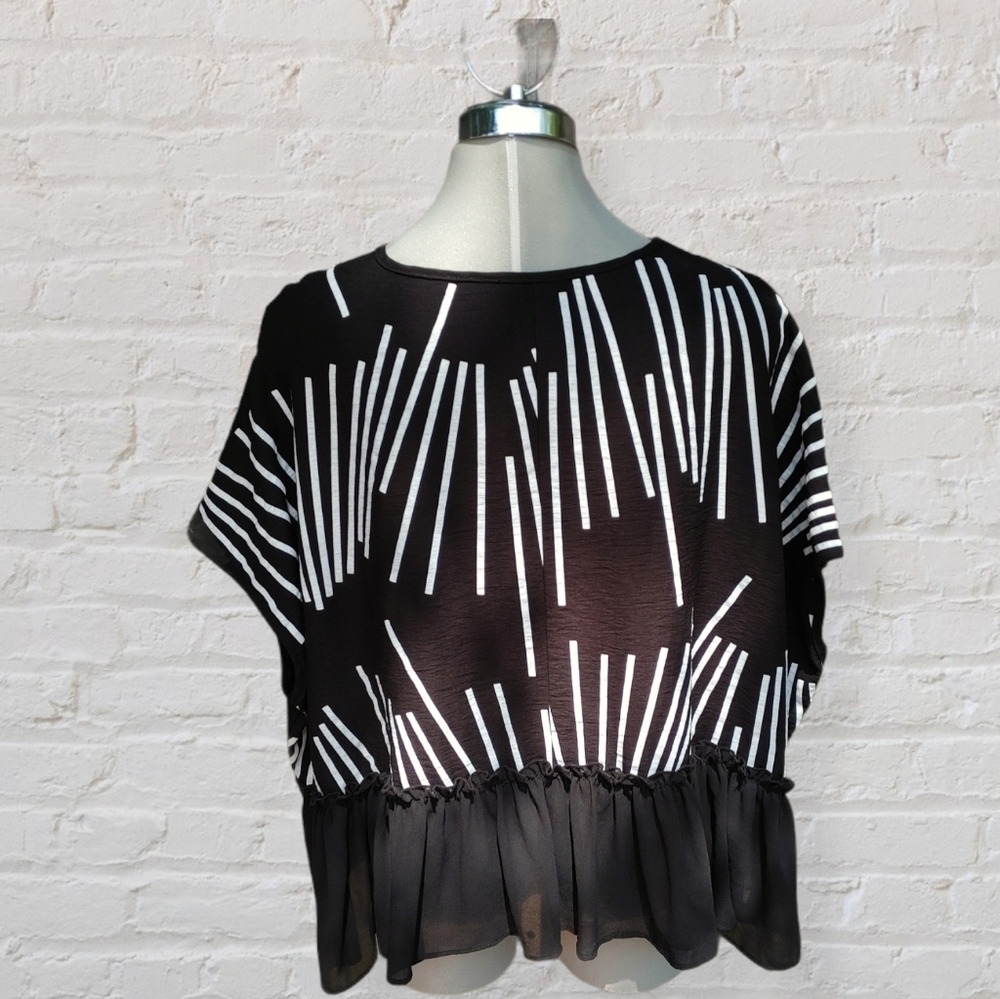 Vivian Shyu Boxy Striped Ruffle Top Size M - Picture 4 of 13
